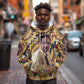 Langston Hughes Hoodie Vibrant Jazz Age Pattern - Typewriter and Silhouettes Celebration of Harlem Renaissance - African Pride