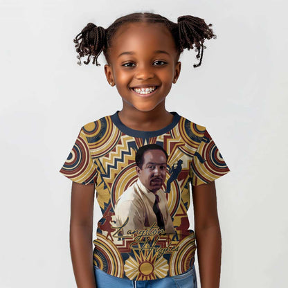 Langston Hughes Kid T shirt Vibrant Jazz Age Pattern - Typewriter and Silhouettes Celebration of Harlem Renaissance - African Pride