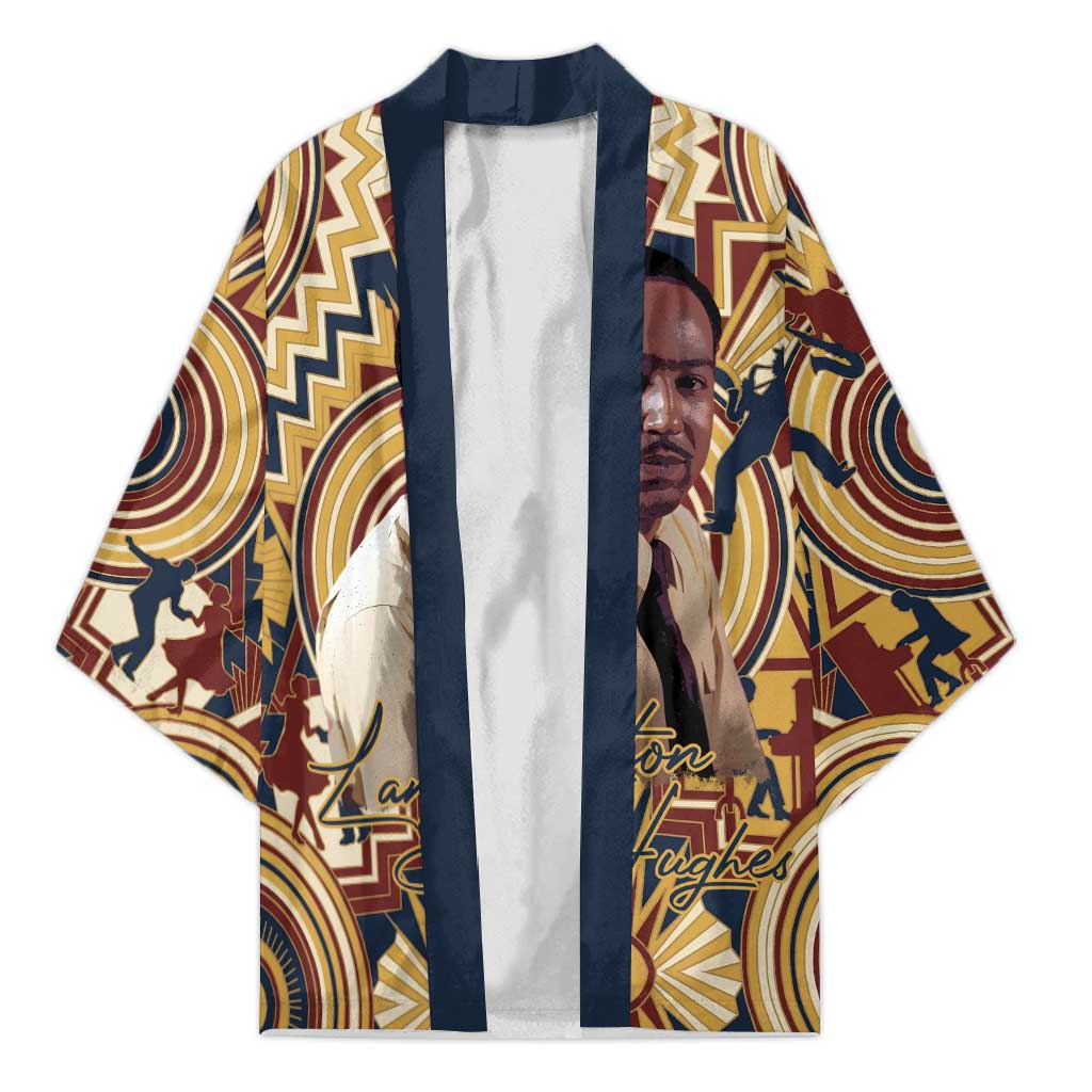 Langston Hughes Kimono Vibrant Jazz Age Pattern - Typewriter and Silhouettes Celebration of Harlem Renaissance - African Pride