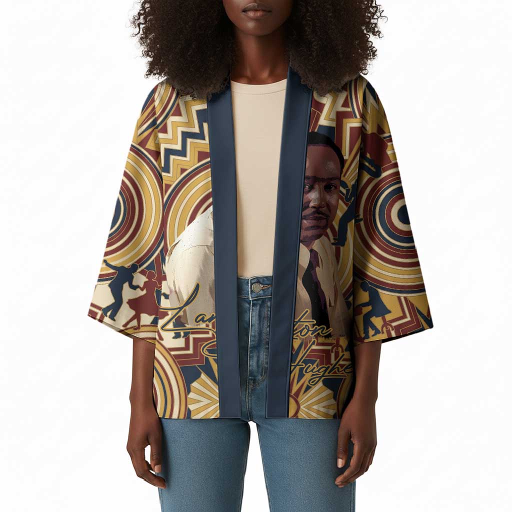 Langston Hughes Kimono Vibrant Jazz Age Pattern - Typewriter and Silhouettes Celebration of Harlem Renaissance - African Pride