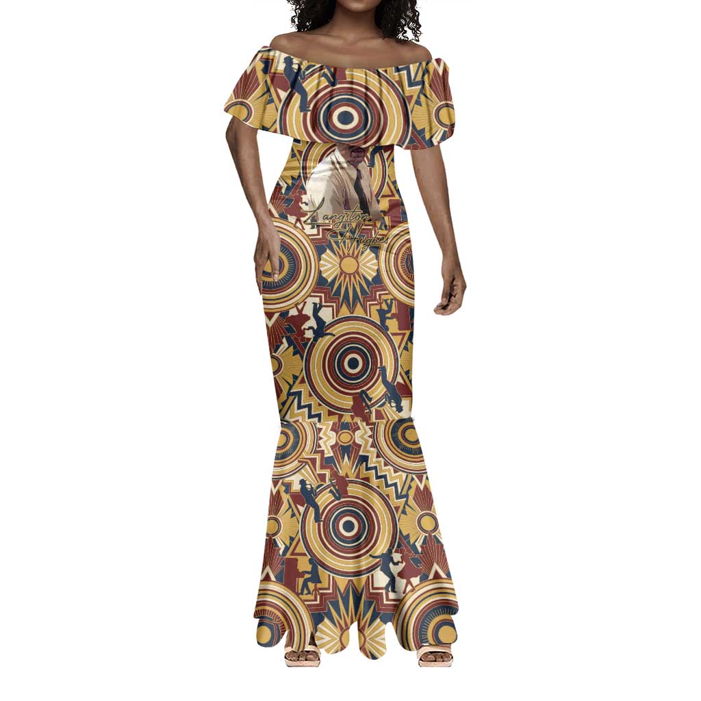 Langston Hughes Mermaid Dress Vibrant Jazz Age Pattern - Typewriter and Silhouettes Celebration of Harlem Renaissance - African Pride