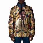Langston Hughes Padded Jacket Vibrant Jazz Age Pattern - Typewriter and Silhouettes Celebration of Harlem Renaissance - African Pride