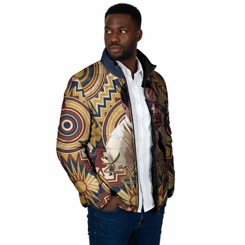 Langston Hughes Padded Jacket Vibrant Jazz Age Pattern - Typewriter and Silhouettes Celebration of Harlem Renaissance - African Pride
