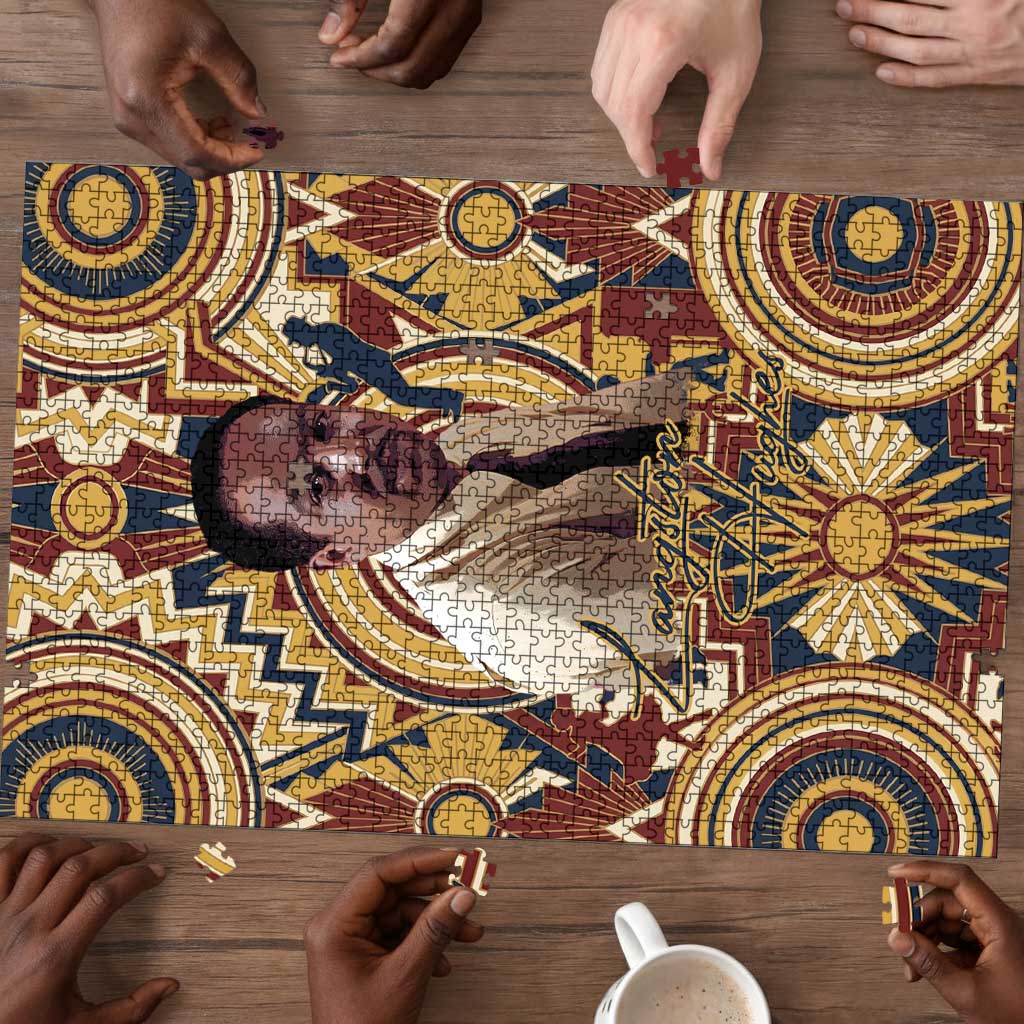 Langston Hughes Puzzle Vibrant Jazz Age Pattern - Typewriter and Silhouettes Celebration of Harlem Renaissance - African Pride