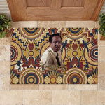 Langston Hughes Rubber Doormat Vibrant Jazz Age Pattern - Typewriter and Silhouettes Celebration of Harlem Renaissance - African Pride