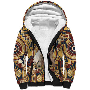 Langston Hughes Sherpa Hoodie Vibrant Jazz Age Pattern - Typewriter and Silhouettes Celebration of Harlem Renaissance - African Pride