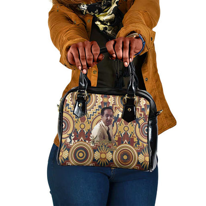 Langston Hughes Shoulder Handbag Vibrant Jazz Age Pattern - Typewriter and Silhouettes Celebration of Harlem Renaissance - African Pride