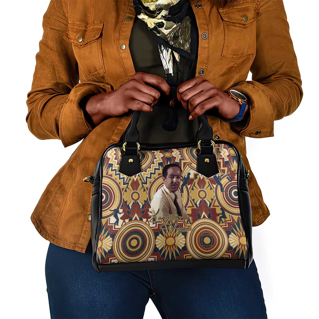 Langston Hughes Shoulder Handbag Vibrant Jazz Age Pattern - Typewriter and Silhouettes Celebration of Harlem Renaissance - African Pride