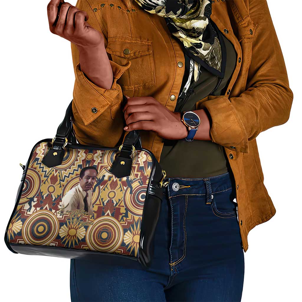 Langston Hughes Shoulder Handbag Vibrant Jazz Age Pattern - Typewriter and Silhouettes Celebration of Harlem Renaissance - African Pride