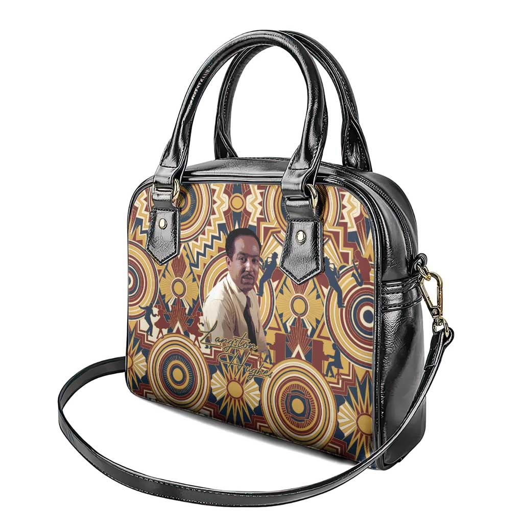 Langston Hughes Shoulder Handbag Vibrant Jazz Age Pattern - Typewriter and Silhouettes Celebration of Harlem Renaissance - African Pride
