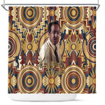 Langston Hughes Shower Curtain Vibrant Jazz Age Pattern - Typewriter and Silhouettes Celebration of Harlem Renaissance - African Pride