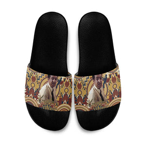 Langston Hughes Slide Sandals Vibrant Jazz Age Pattern - Typewriter and Silhouettes Celebration of Harlem Renaissance - African Pride