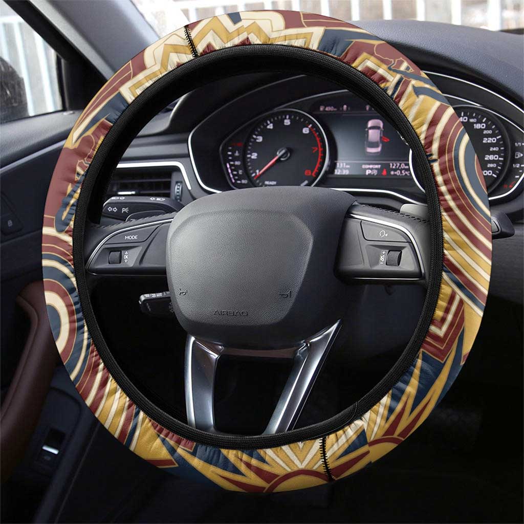 Langston Hughes Steering Wheel Cover Vibrant Jazz Age Pattern - Typewriter and Silhouettes Celebration of Harlem Renaissance - African Pride