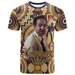 Langston Hughes T shirt Vibrant Jazz Age Pattern - Typewriter and Silhouettes Celebration of Harlem Renaissance - African Pride