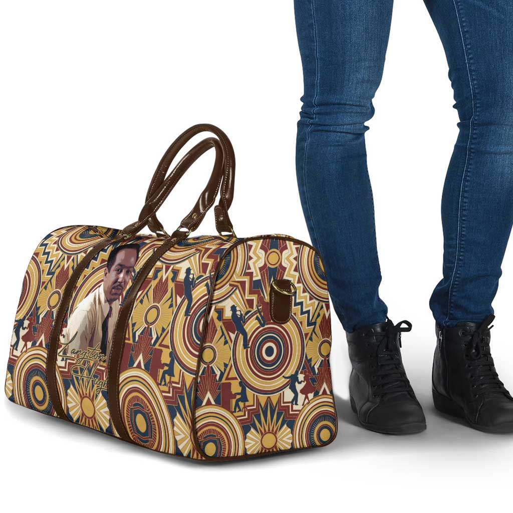 Langston Hughes Travel Bag Vibrant Jazz Age Pattern - Typewriter and Silhouettes Celebration of Harlem Renaissance - African Pride