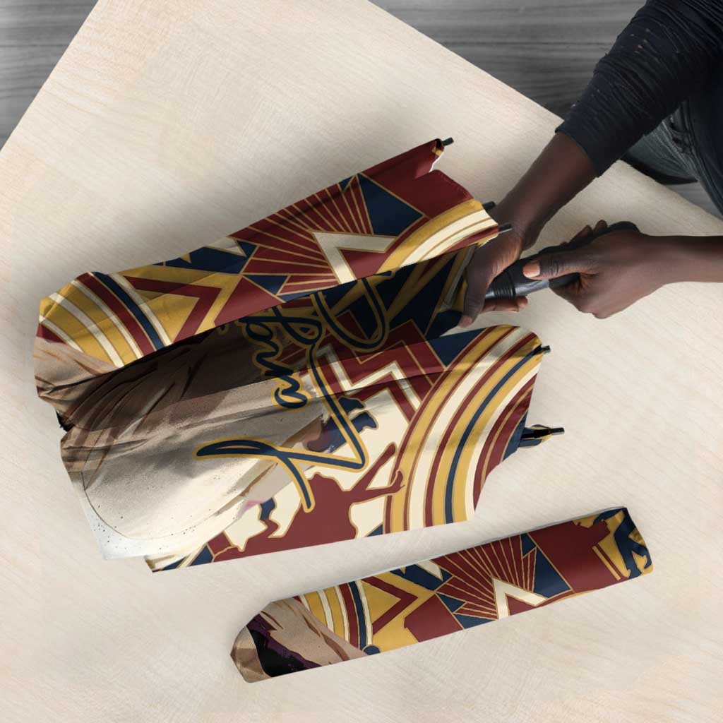 Langston Hughes Umbrella Vibrant Jazz Age Pattern - Typewriter and Silhouettes Celebration of Harlem Renaissance - African Pride