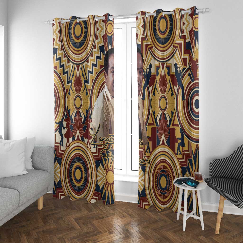 Langston Hughes Window Curtain Vibrant Jazz Age Pattern - Typewriter and Silhouettes Celebration of Harlem Renaissance - African Pride