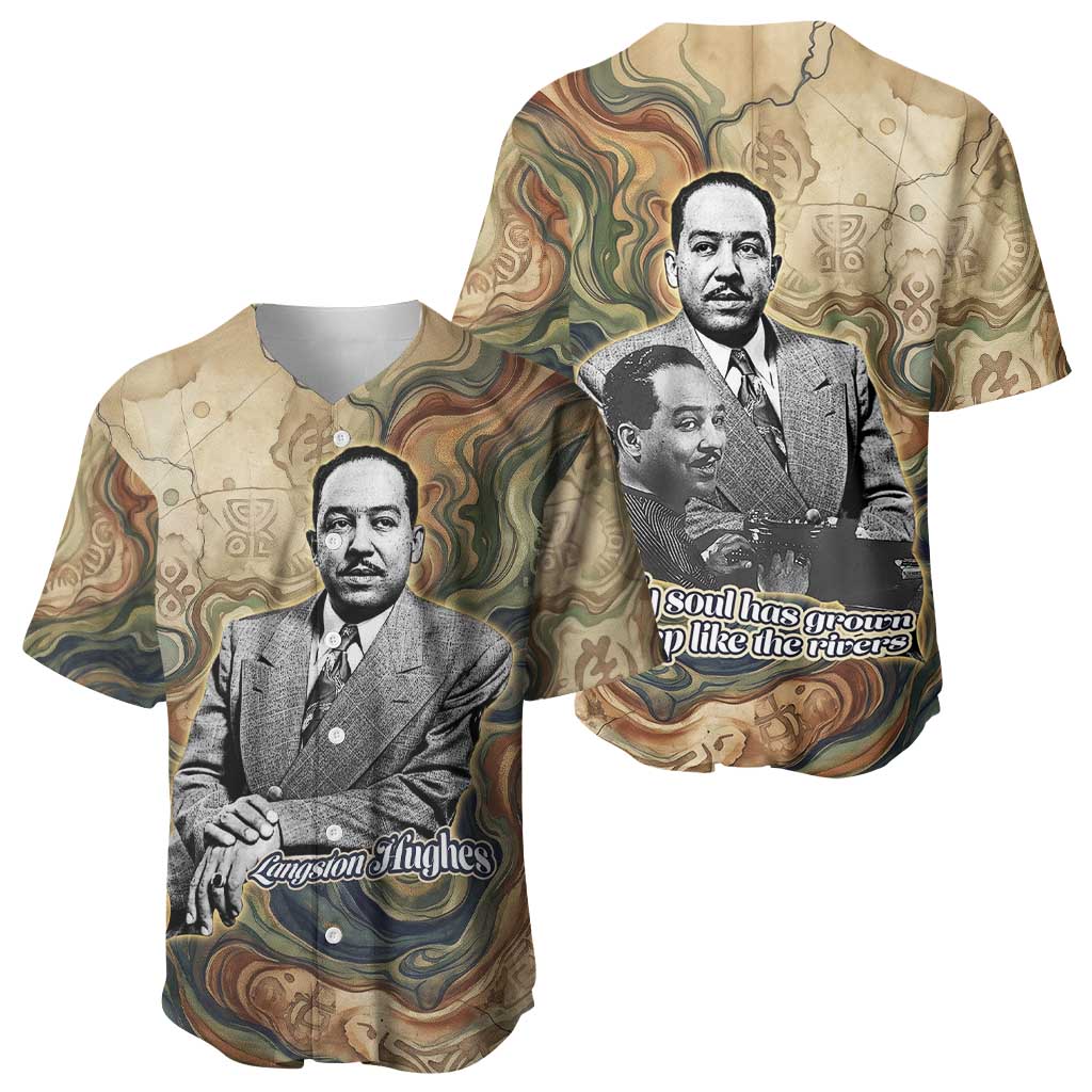 Langston Hughes Baseball Jersey My Soul Has Grown Deep Like the Rivers - African Pride