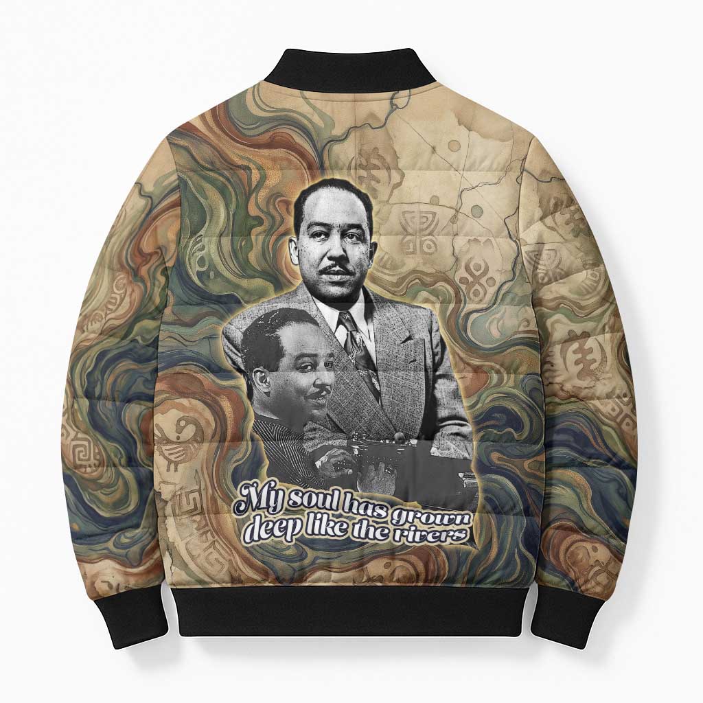 Langston Hughes Bomber Puffer Jacket My Soul Has Grown Deep Like the Rivers - African Pride