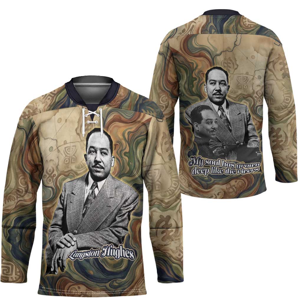 Langston Hughes Hockey Jersey My Soul Has Grown Deep Like the Rivers - African Pride