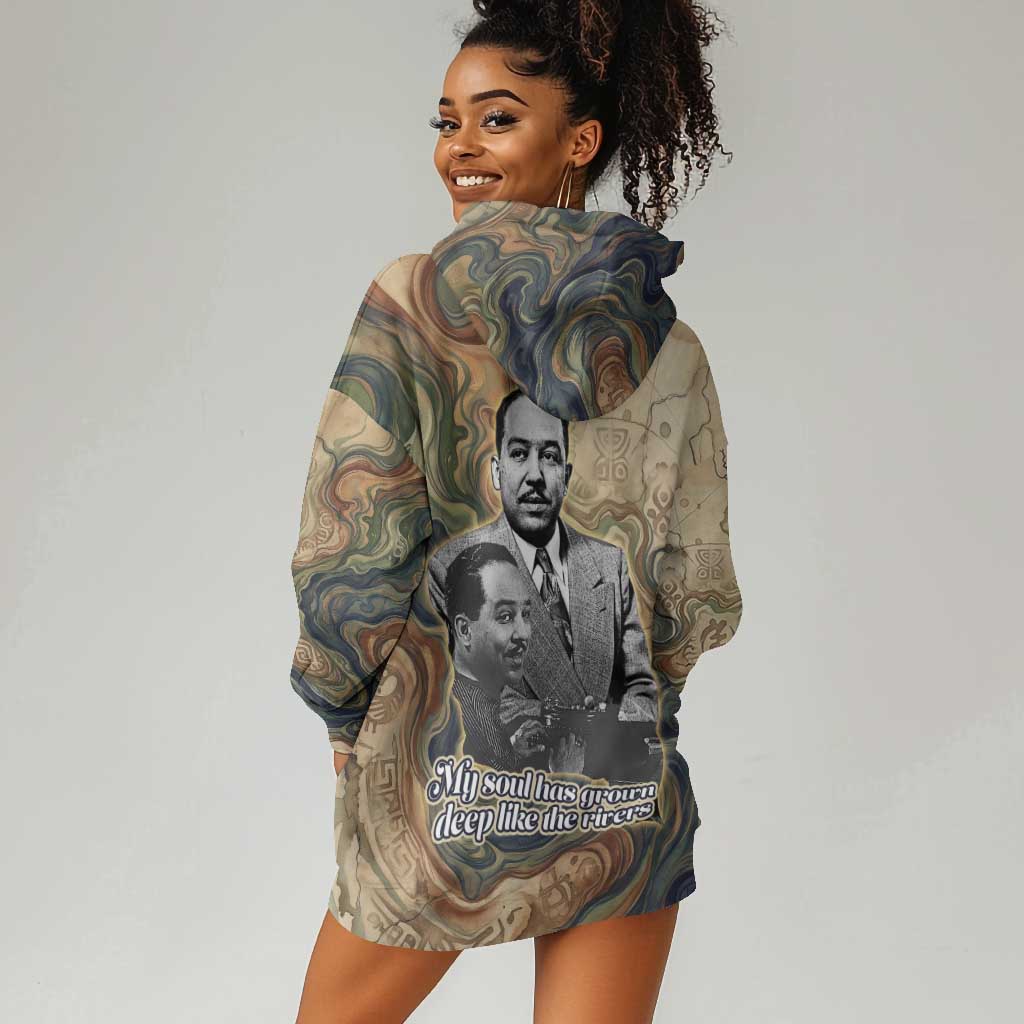 Langston Hughes Hoodie Dress My Soul Has Grown Deep Like the Rivers - African Pride