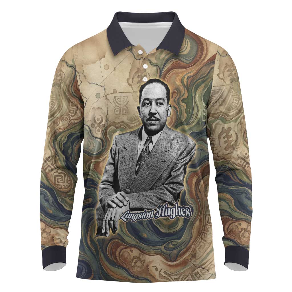 Langston Hughes Long Sleeve Polo Shirt My Soul Has Grown Deep Like the Rivers - African Pride