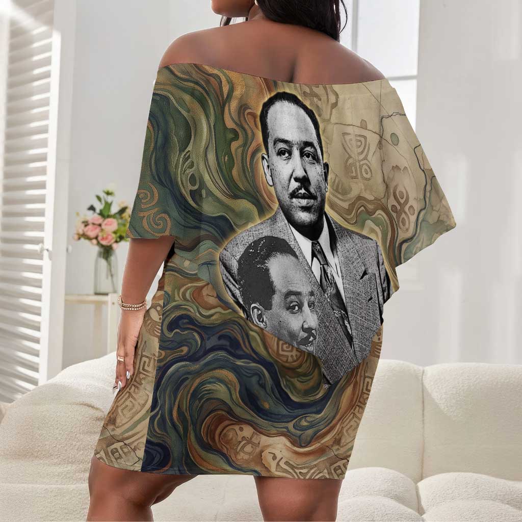 Langston Hughes Off Shoulder Short Dress My Soul Has Grown Deep Like the Rivers - African Pride