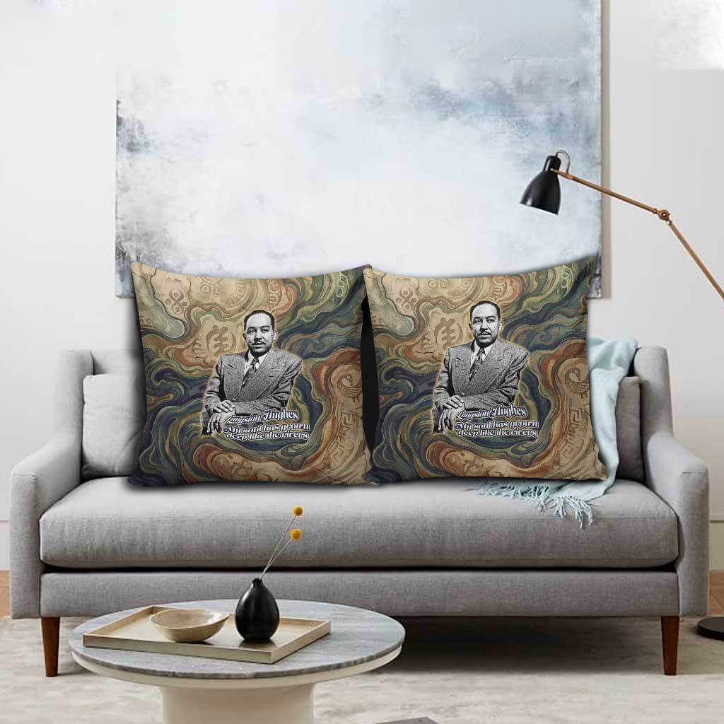 Langston Hughes Pillow Cover My Soul Has Grown Deep Like the Rivers - African Pride