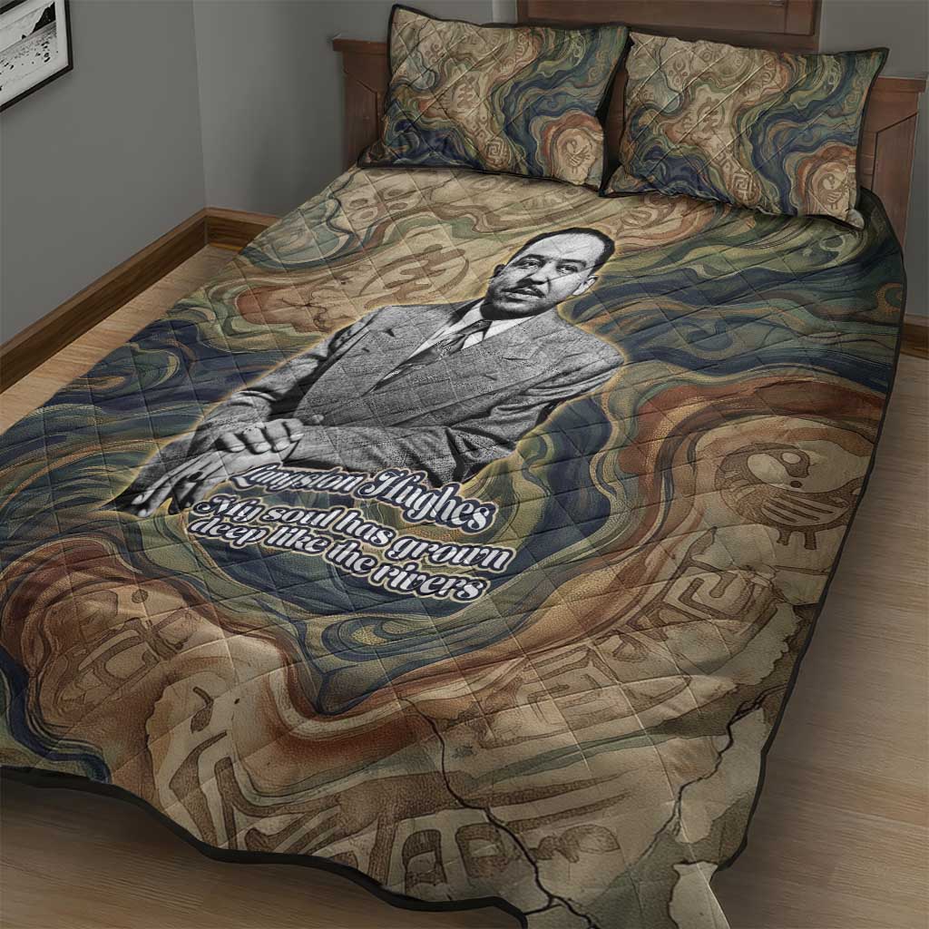 Langston Hughes Quilt Bed Set My Soul Has Grown Deep Like the Rivers - African Pride