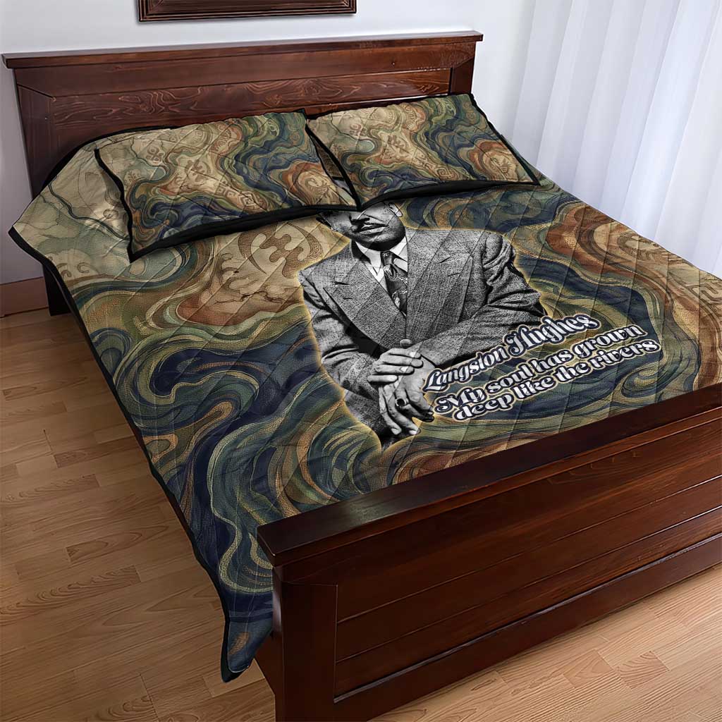 Langston Hughes Quilt Bed Set My Soul Has Grown Deep Like the Rivers - African Pride