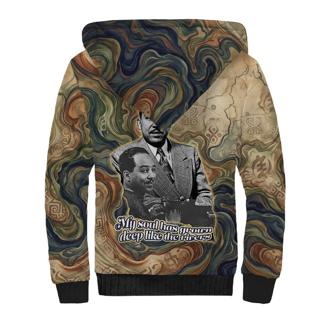 Langston Hughes Sherpa Hoodie My Soul Has Grown Deep Like the Rivers - African Pride