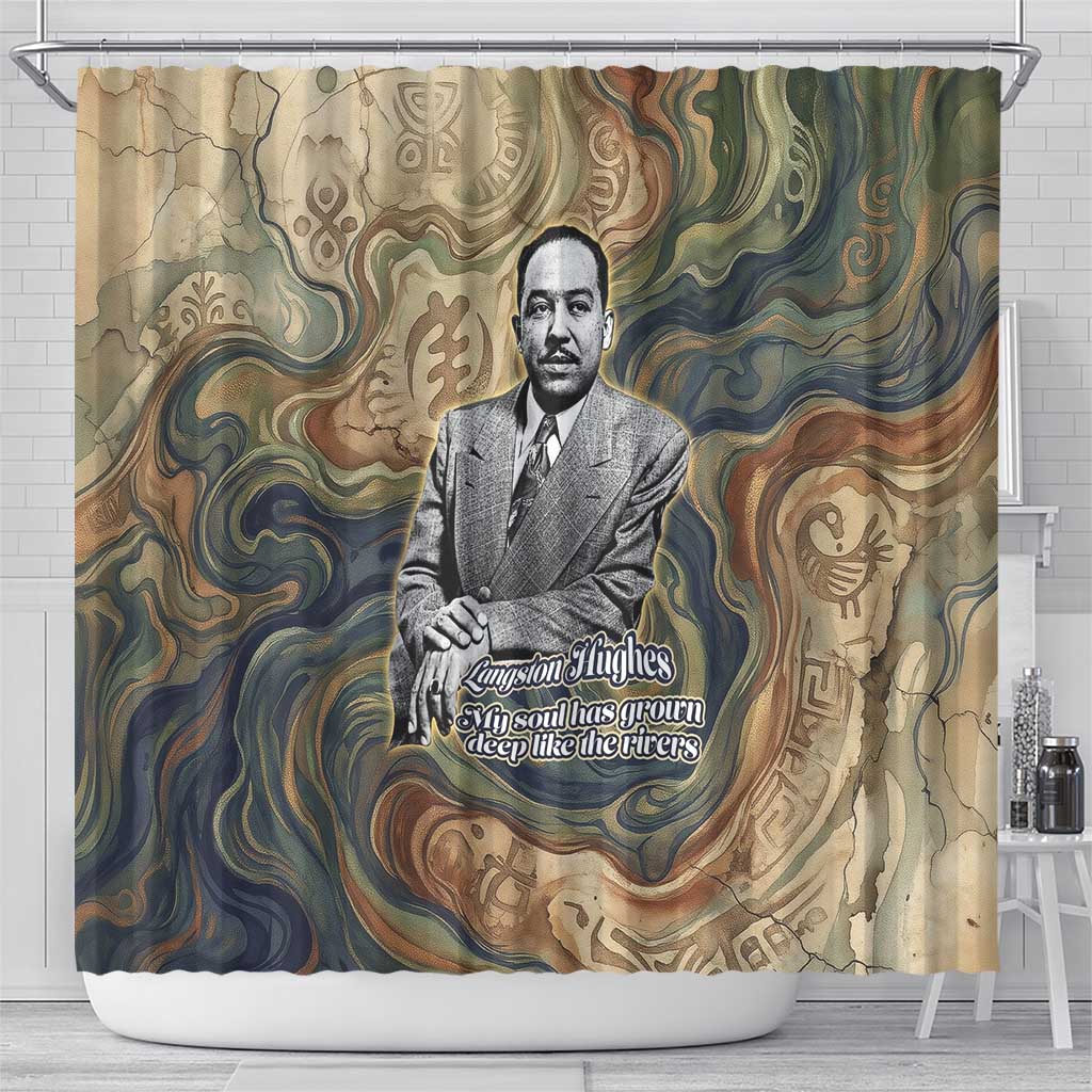 Langston Hughes Shower Curtain My Soul Has Grown Deep Like the Rivers - African Pride