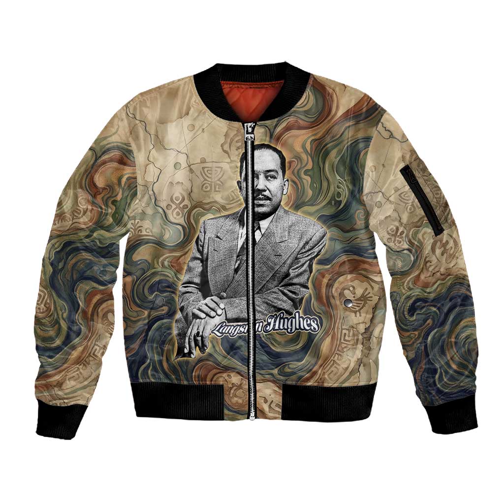 Langston Hughes Sleeve Zip Bomber Jacket My Soul Has Grown Deep Like the Rivers - African Pride