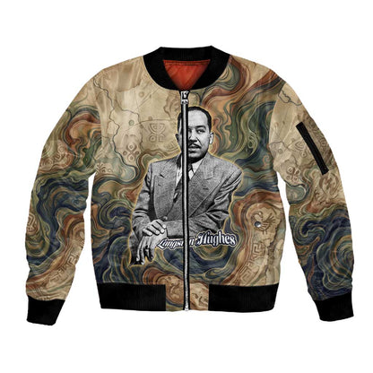 Langston Hughes Sleeve Zip Bomber Jacket My Soul Has Grown Deep Like the Rivers - African Pride