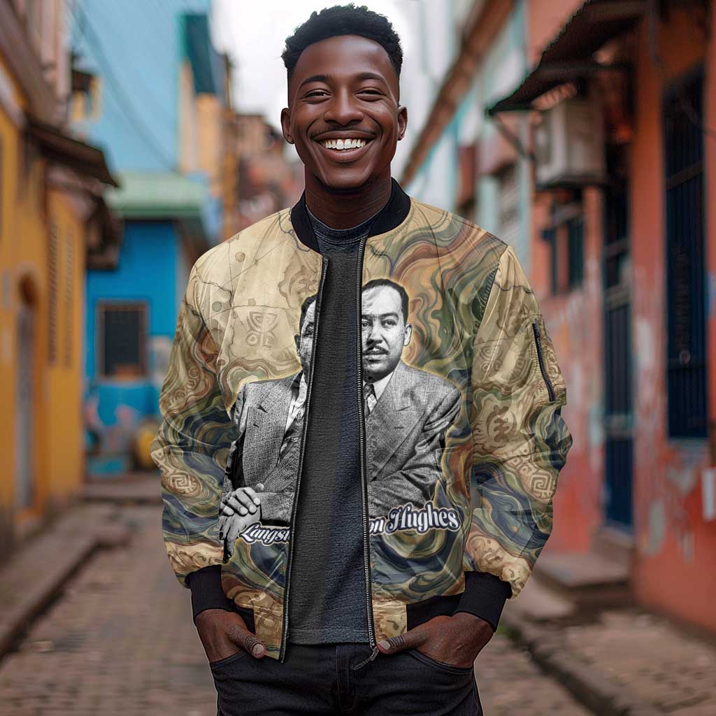 Langston Hughes Sleeve Zip Bomber Jacket My Soul Has Grown Deep Like the Rivers - African Pride