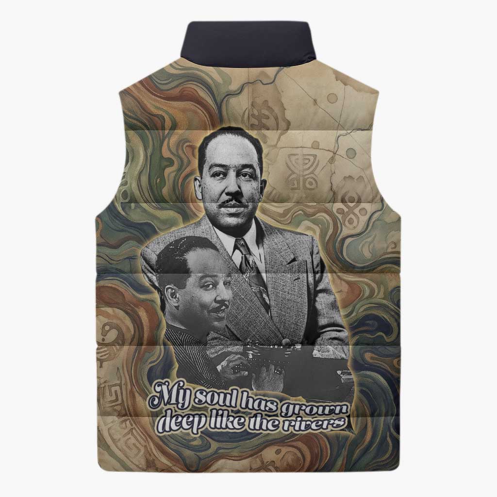 Langston Hughes Sleeveless Puffer Jacket My Soul Has Grown Deep Like the Rivers - African Pride