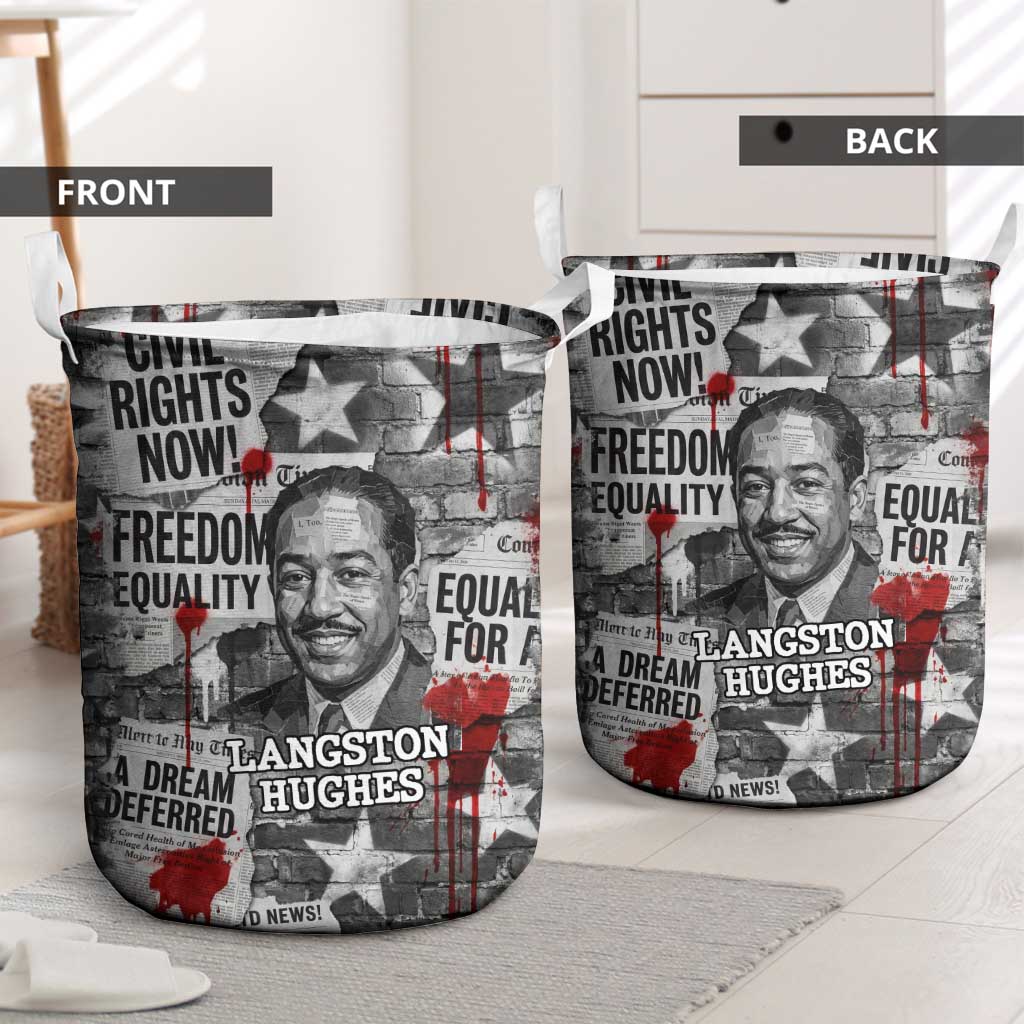 Langston Hughes Laundry Basket Urban Brick Wall Design with Protest Art and Poetry Powerful Quotes - African Pride
