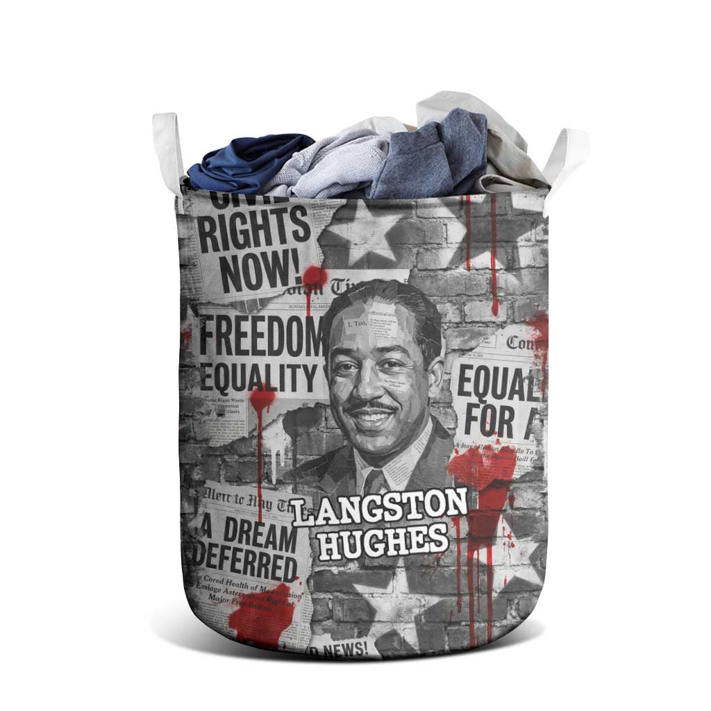 Langston Hughes Laundry Basket Urban Brick Wall Design with Protest Art and Poetry Powerful Quotes - African Pride