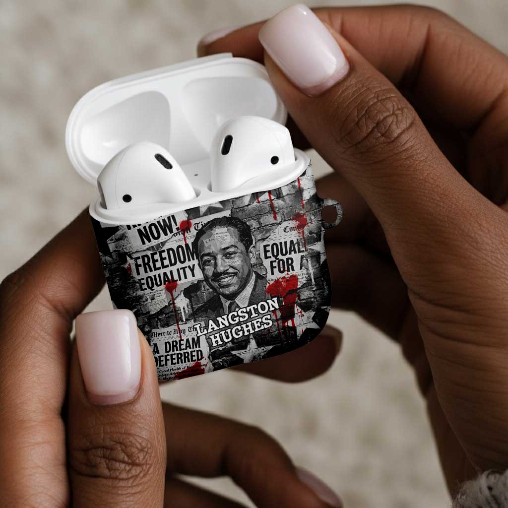 Langston Hughes AirPods Case Urban Brick Wall Design with Protest Art and Poetry Powerful Quotes - African Pride