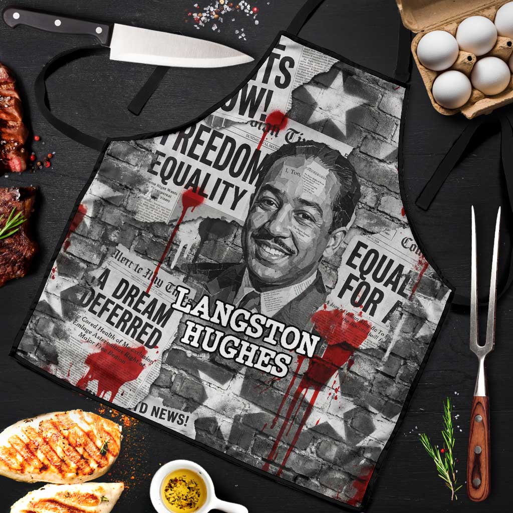 Langston Hughes Apron Urban Brick Wall Design with Protest Art and Poetry Powerful Quotes - African Pride