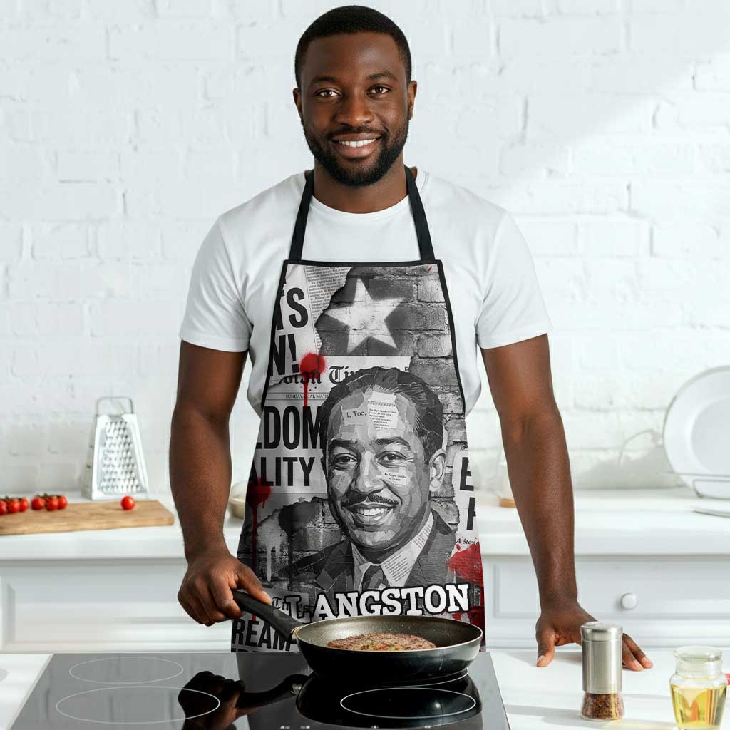 Langston Hughes Apron Urban Brick Wall Design with Protest Art and Poetry Powerful Quotes - African Pride