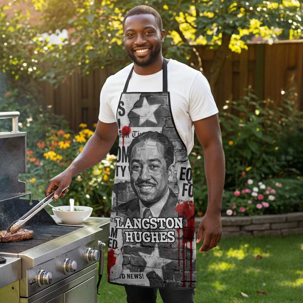Langston Hughes Apron Urban Brick Wall Design with Protest Art and Poetry Powerful Quotes - African Pride