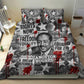 Langston Hughes Bedding Set Urban Brick Wall Design with Protest Art and Poetry Powerful Quotes - African Pride