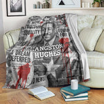 Langston Hughes Blanket Urban Brick Wall Design with Protest Art and Poetry Powerful Quotes - African Pride