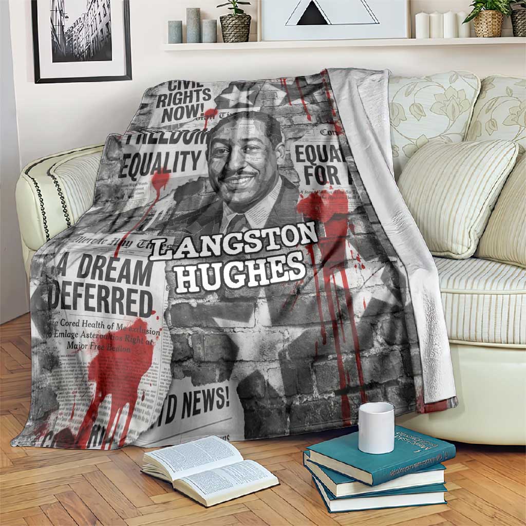 Langston Hughes Blanket Urban Brick Wall Design with Protest Art and Poetry Powerful Quotes - African Pride