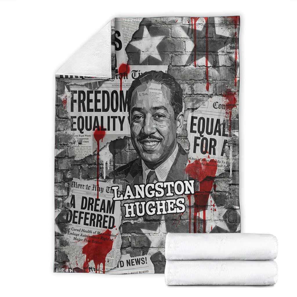 Langston Hughes Blanket Urban Brick Wall Design with Protest Art and Poetry Powerful Quotes - African Pride