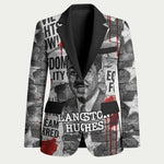 Langston Hughes Blazer Urban Brick Wall Design with Protest Art and Poetry Powerful Quotes - African Pride