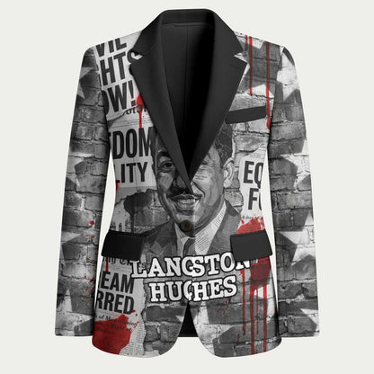 Langston Hughes Blazer Urban Brick Wall Design with Protest Art and Poetry Powerful Quotes - African Pride