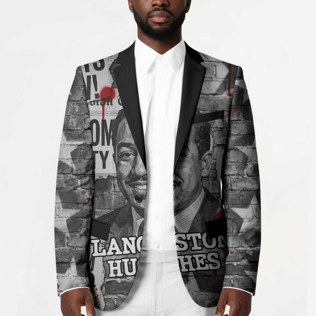 Langston Hughes Blazer Urban Brick Wall Design with Protest Art and Poetry Powerful Quotes - African Pride