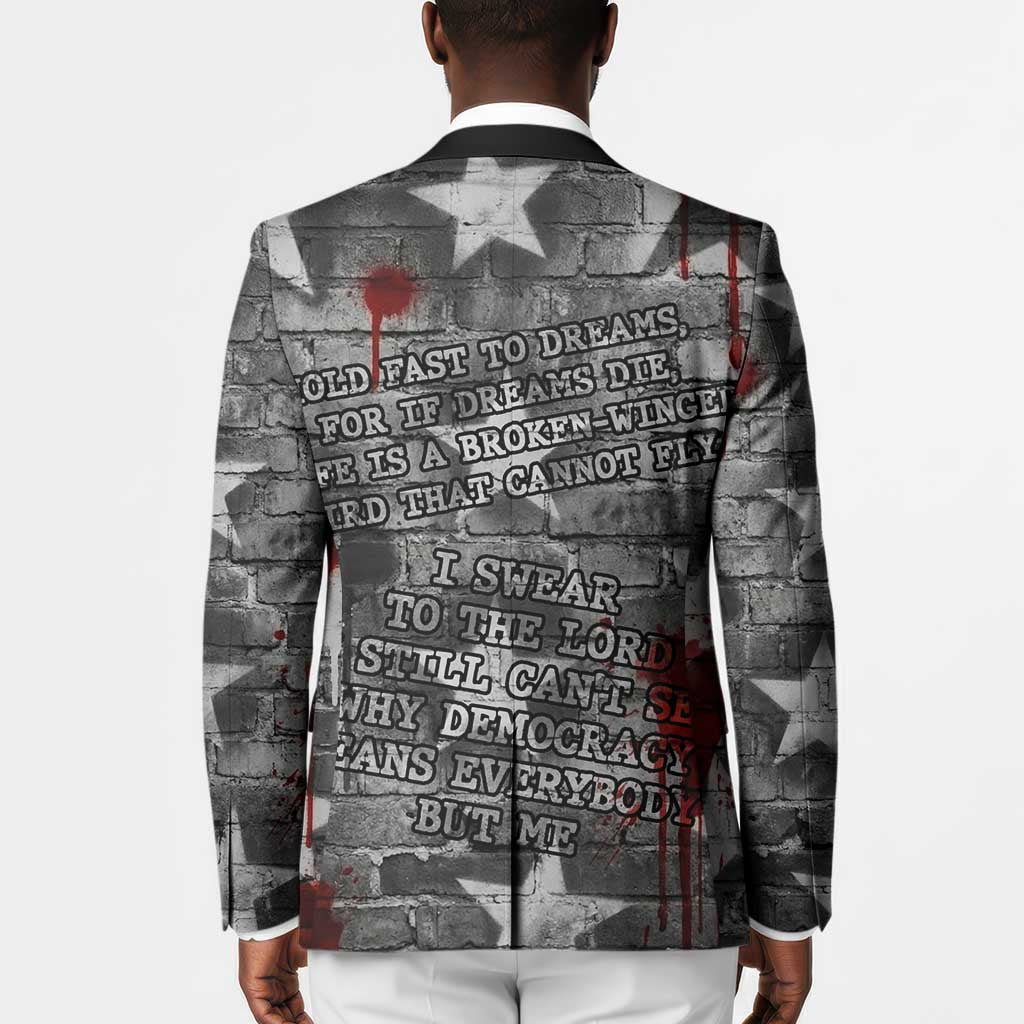Langston Hughes Blazer Urban Brick Wall Design with Protest Art and Poetry Powerful Quotes - African Pride